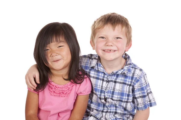 Two kids friends smile — Stock Photo, Image
