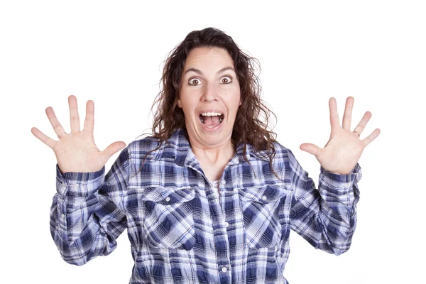 Woman expression blue surprised — Stock Photo, Image