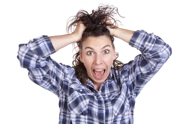 Woman expression frazzled — Stock Photo, Image