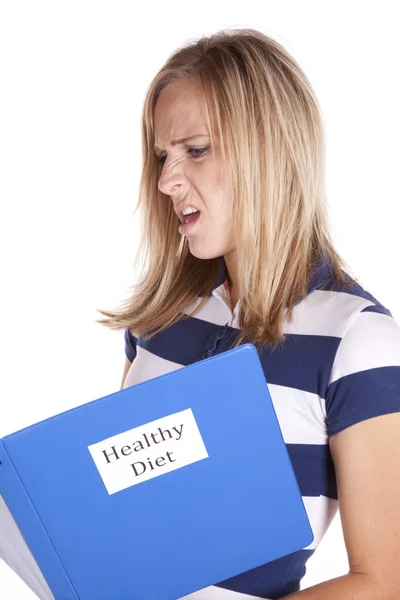 Woman healthy diet not happy — Stock Photo, Image