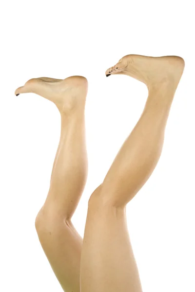 Donna gambe posizione divertente — Foto Stock