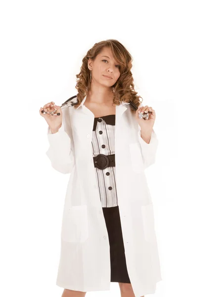 Woman doctor slight smile Stock Picture