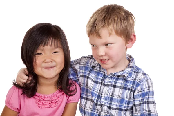 Young boy looking at young girl — Stock Photo, Image