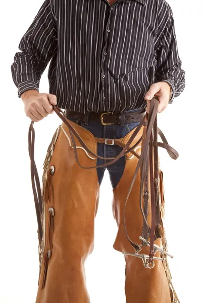 Cowboy-Körper mit Zügeln — Stockfoto