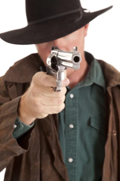 Cowboy olhando para baixo pistola — Fotografia de Stock