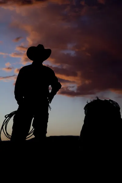 Cowboy Silhouette Stroh — Stockfoto