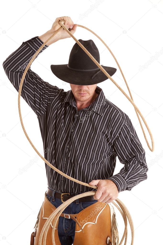 Cowboy with rope over head