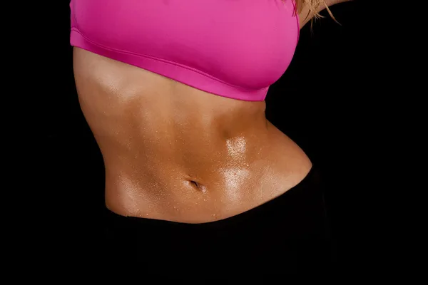 Donna sudore stomaco magro — Foto Stock