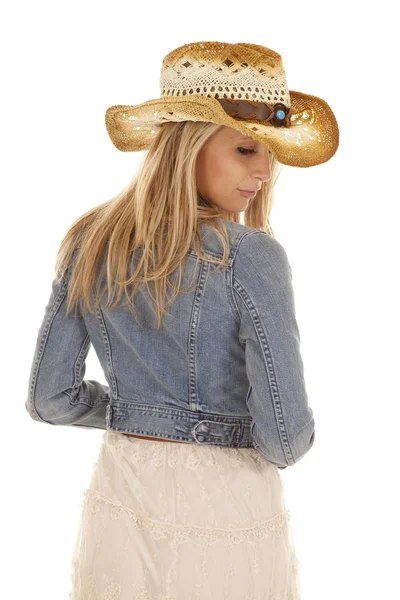 Cowgirl terug kijken donsjack — Stockfoto