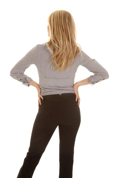 Back hands on hips woman — Stock Photo, Image