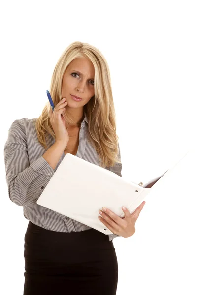Business woman upset folder — Stock Photo, Image