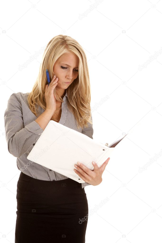 Business woman folder thinking