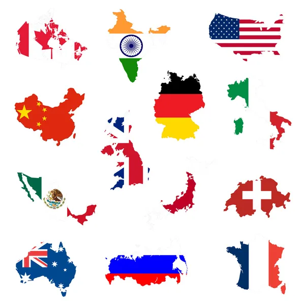 Flaggen mit Ländersilhouette — Stockvektor