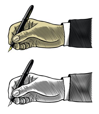 Hand writing with fountain pen clipart