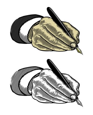 Hand writing with fountain pen clipart