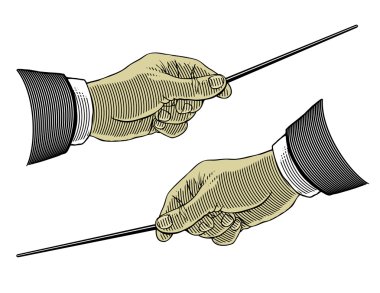 Hand holding a pointing stick clipart