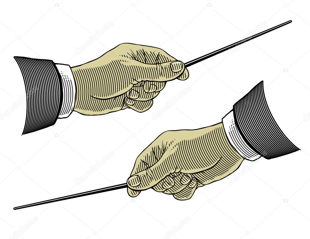 Hand holding a pointing stick