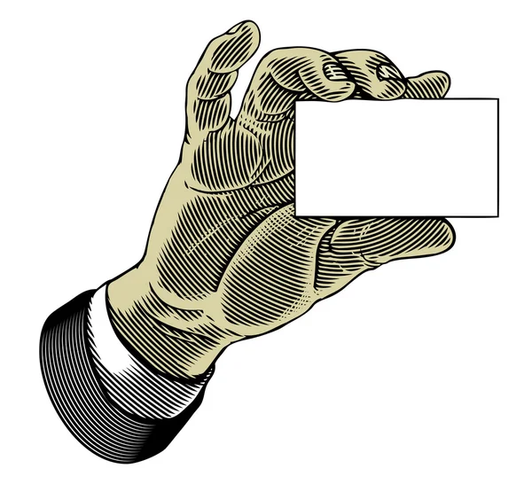 Hand holding white blank card — Stock Vector
