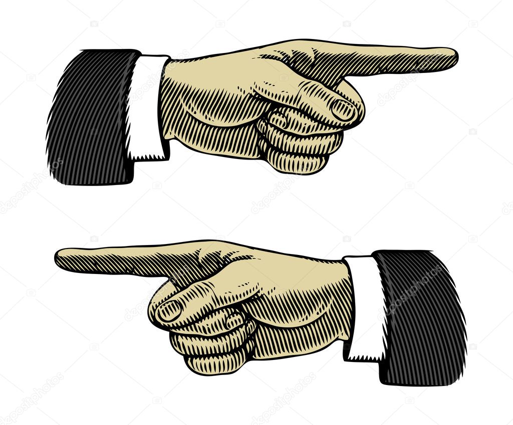 Hand with pointing finger left and right