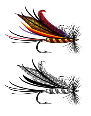 Vector illustration of fishing fly clipart