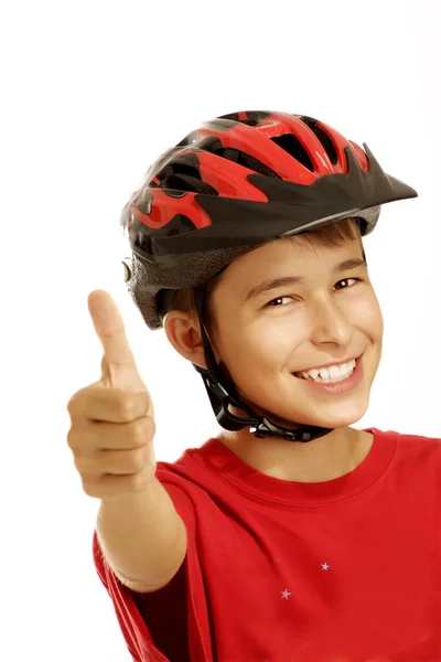 男孩自行车头盔 — 图库照片
