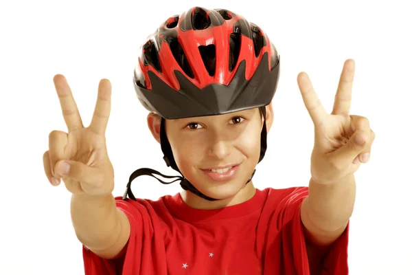 Jongen fiets helm — Stockfoto