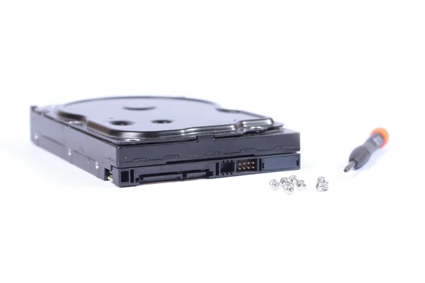 Hard disk and screws — Stock Photo, Image