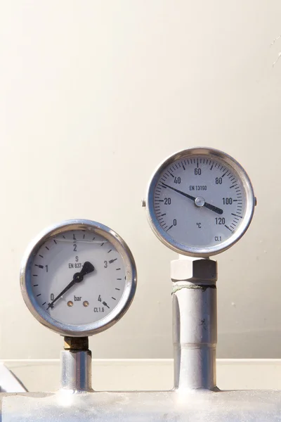 Medidor de temperatura y presión Imagen de stock