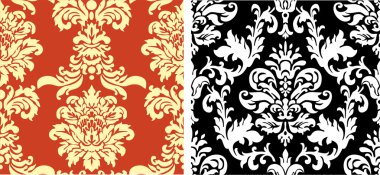 Damask seamless vector pattern set clipart