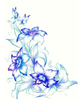 Blue flowers on white background clipart