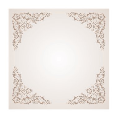 Vintage radial ornament in the square. clipart