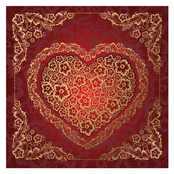 Red heart ornament. — Stock Vector
