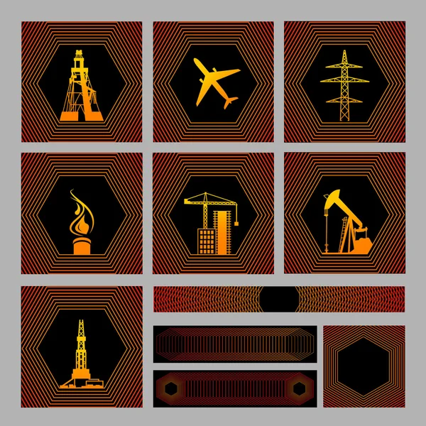 Pack de sept icônes avec fond — Image vectorielle