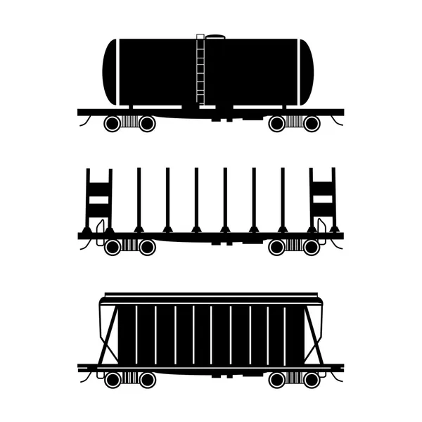 Вагон-бункер, открытый вагон, вагон-цистерна — стоковый вектор