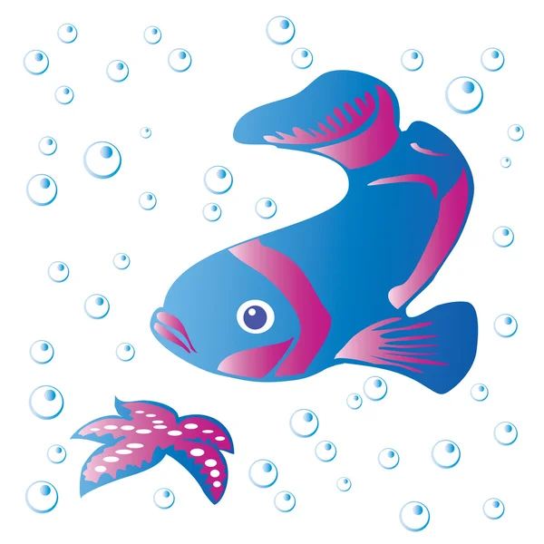 Balık ve deniz yıldızı — Stok Vektör
