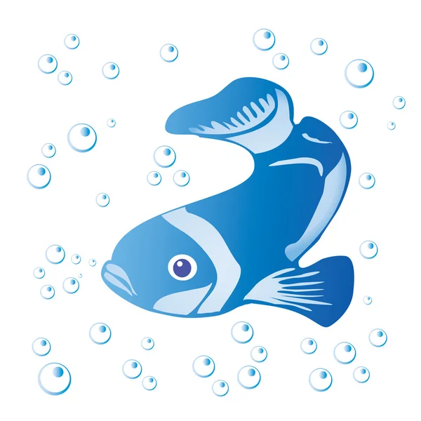 Fish and bubbles — Stock Vector