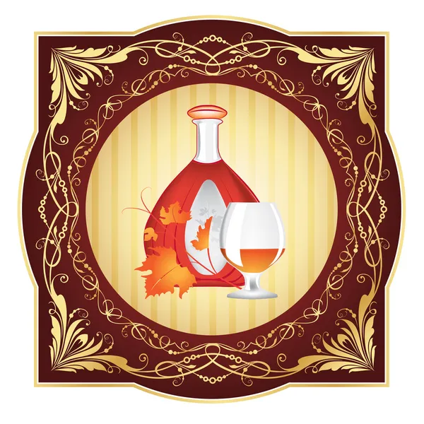 L'incisione del cognac sul legno — Vettoriale Stock
