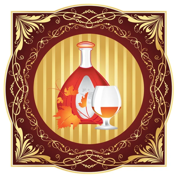 The cognac engraving on wood — Stock Vector