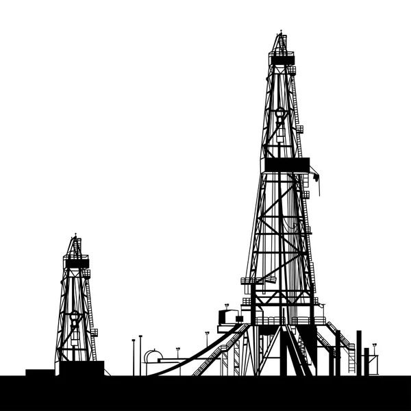 Silhouettes de plate-forme pétrolière — Image vectorielle