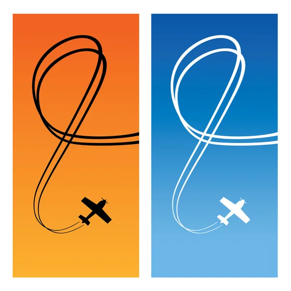 Plane over blue and orange — Stock Vector