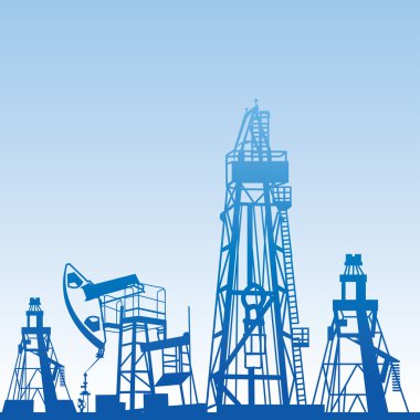 Oil rig silhouettes clipart