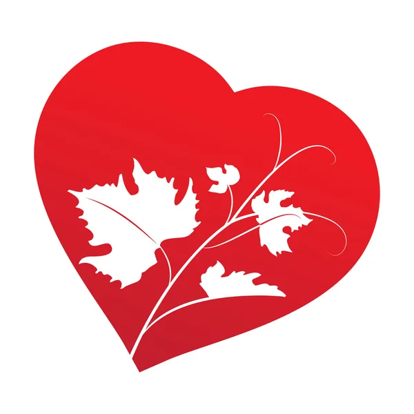 Виноградные листья внутри рамы сердца — стоковый вектор