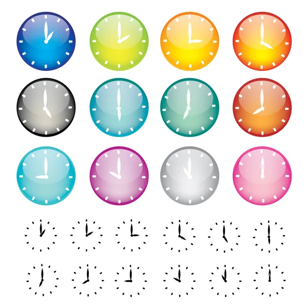 Reihe von Uhren Kugel Symbole — Stockvektor