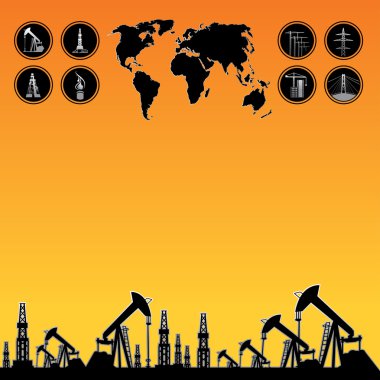 Map and oil rig clipart