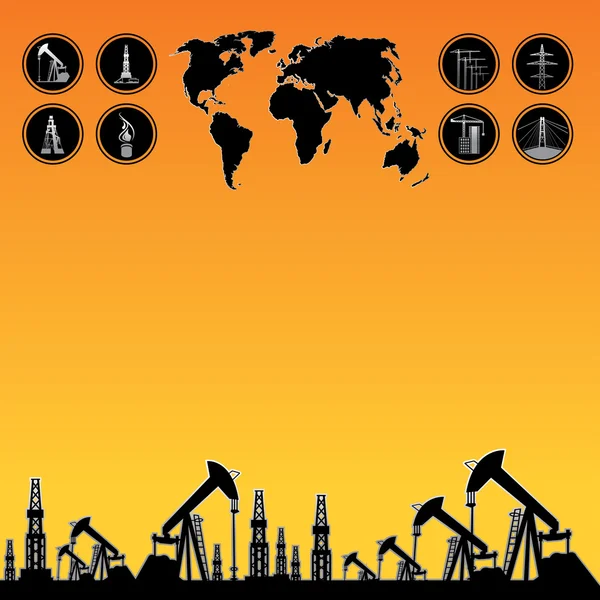 Mappa e piattaforma petrolifera — Foto Stock