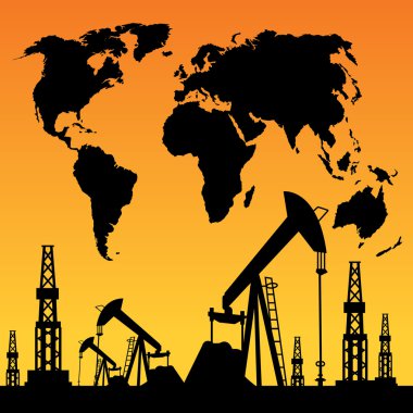 Map and oil rig clipart