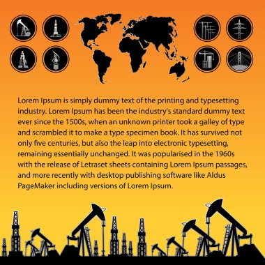 Map and oil rig clipart