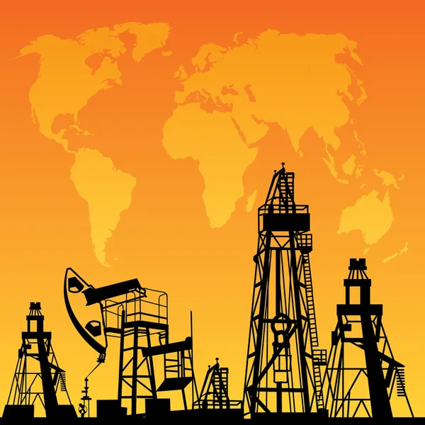 Mapa e plataforma de petróleo — Vetor de Stock