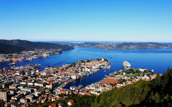 Panorama del golfo, Ciudad de Bergen, Noruega — Foto de Stock