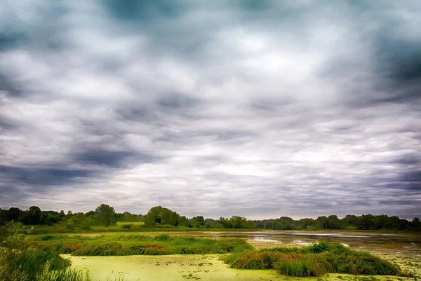 Nuvens de tempestade sobre o pântano — Fotografia de Stock